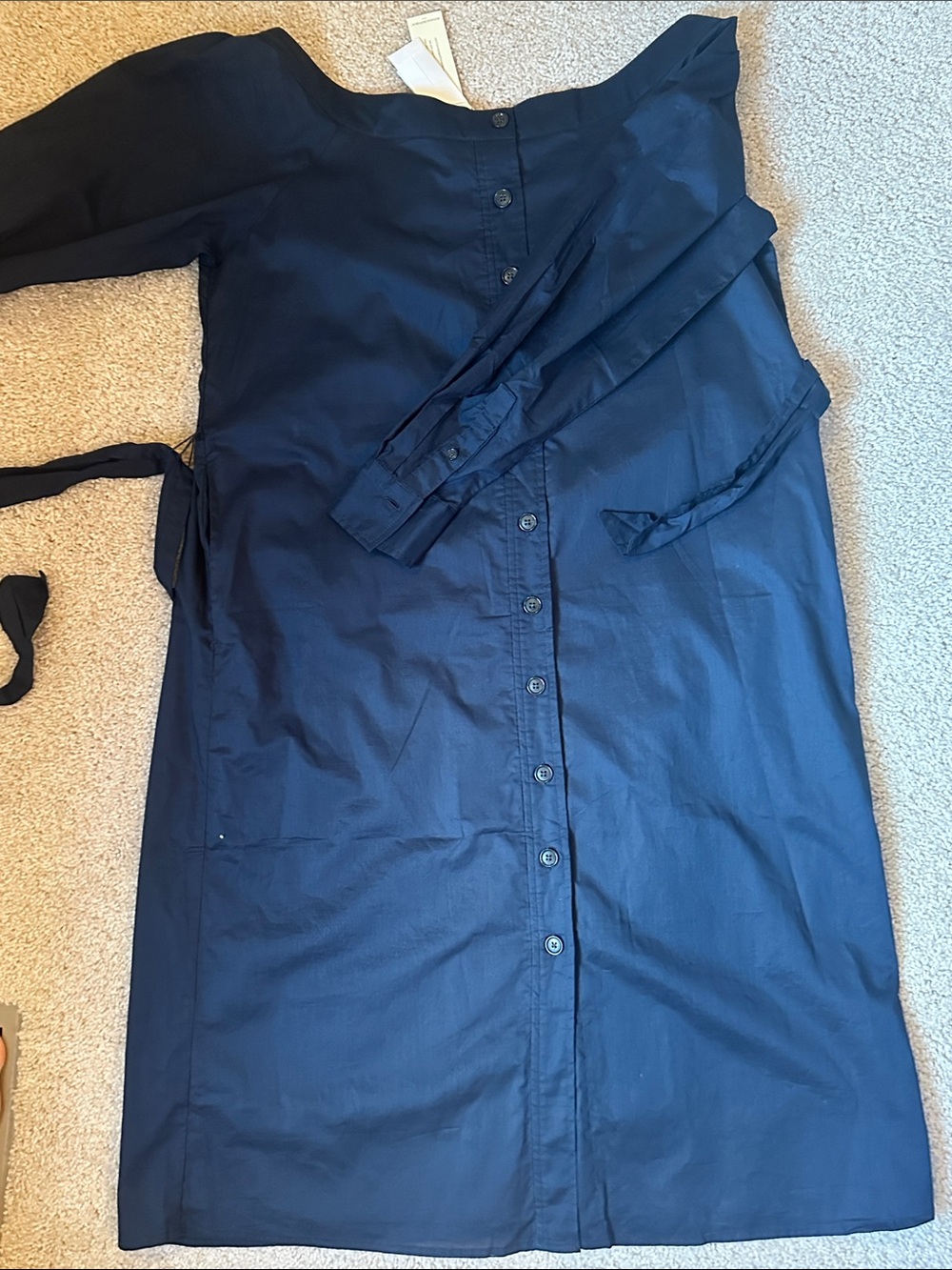 Banana Republic Black Long-Sleeve Button-Front Dress NWT- navy blue